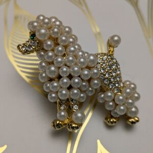 Pearl and Gem Poodle Brooch Vintage Pin
